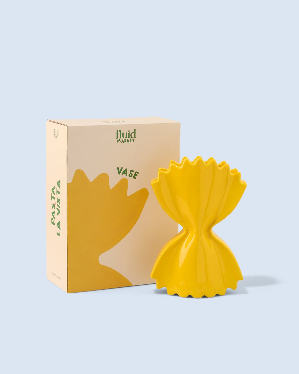 Fluid Market Vase Pasta farfalle en céramique — Fluid Market — Jaune — packshot, coffret 3 | Appart 17 Bruxelles