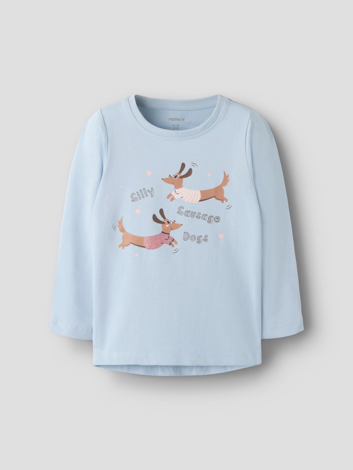 NMFVIX T-shirt manches longues imprimé fille — name it — Subdued Blue Sausage Dogs — autre vue 2 | Appart 17 Bruxelles