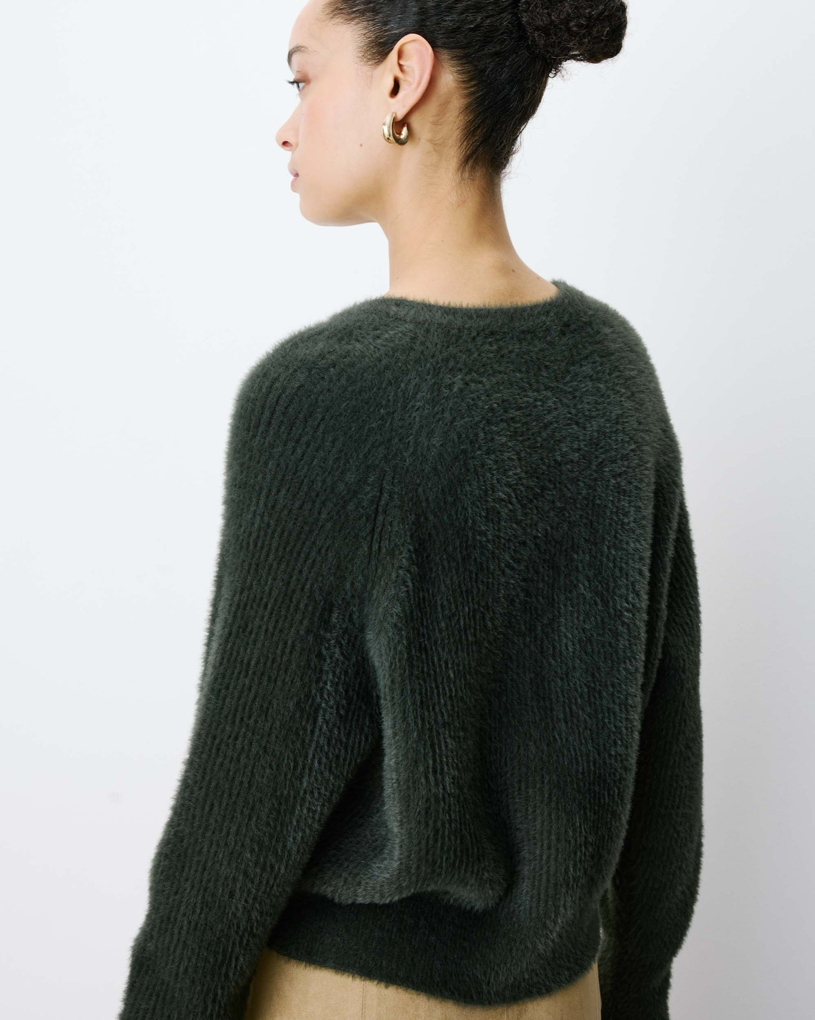 Aleron Cardigan en maille duveteuse — Kaki — vue 7