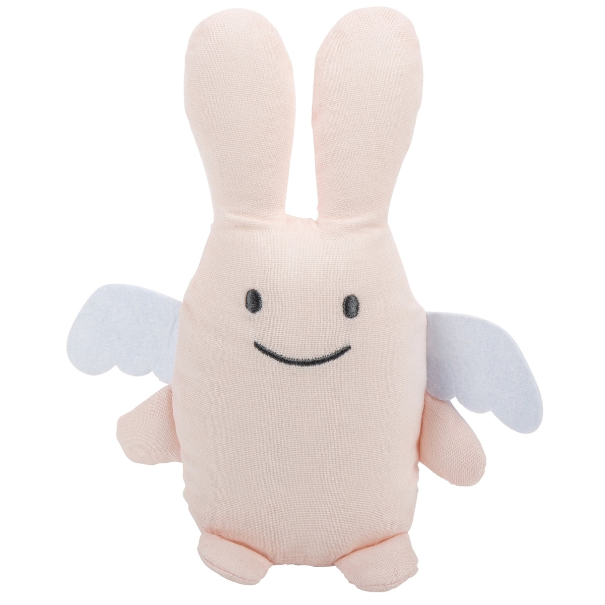 Doudou Ange Lapin avec hochet 20 cm — Trousselier — Rose poudré — packshot de face | Appart 17 Bruxelles