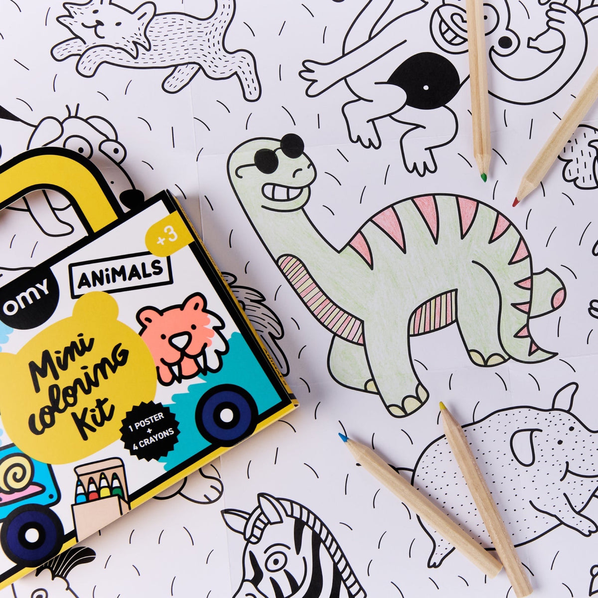Mini Coloring Kit, poster 40 × 50 cm et 4 crayons — OMY — Animals — autre vue 3 | Appart 17 Bruxelles