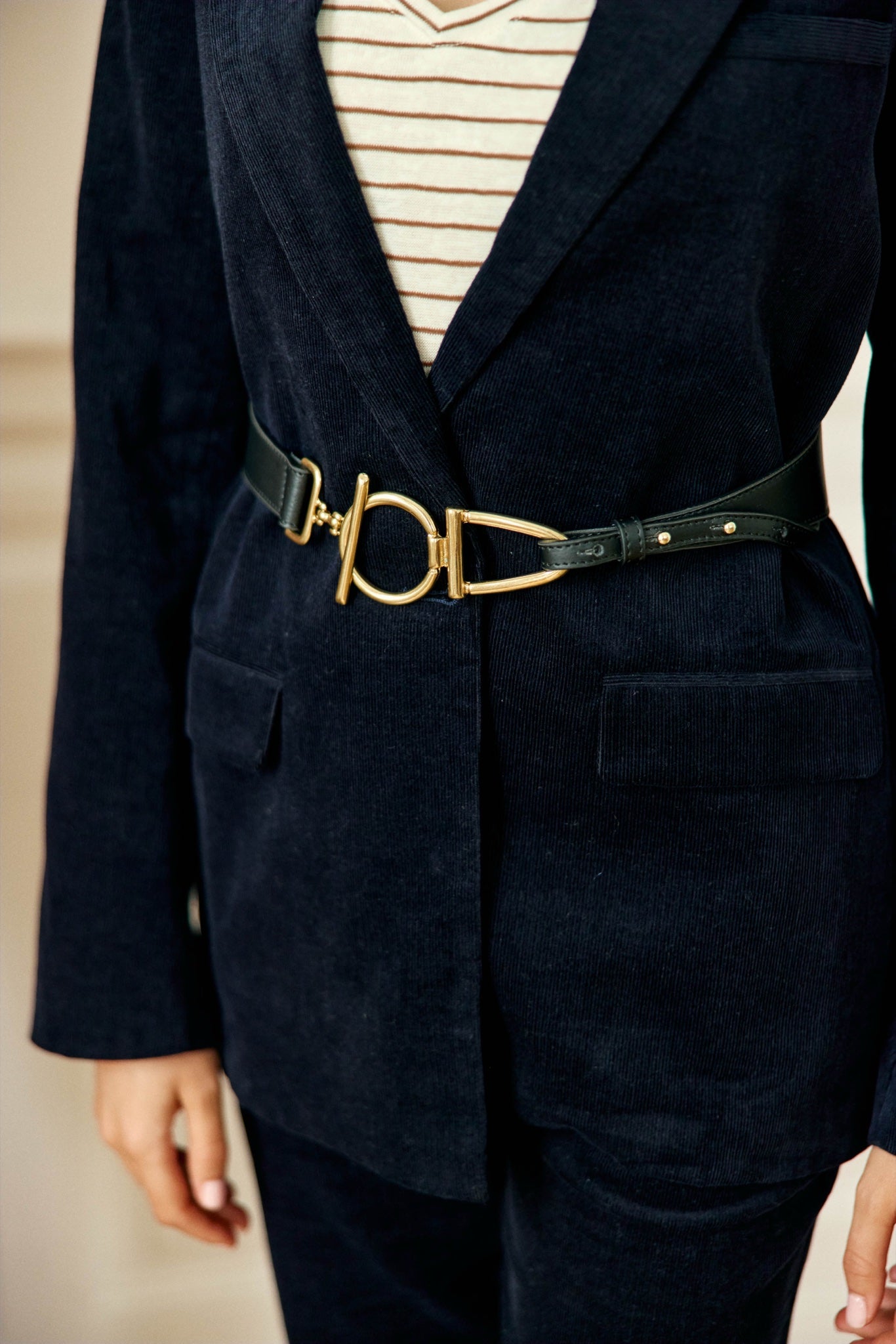 Veste de tailleur Viano en velours côtelé — Marine — vue 5