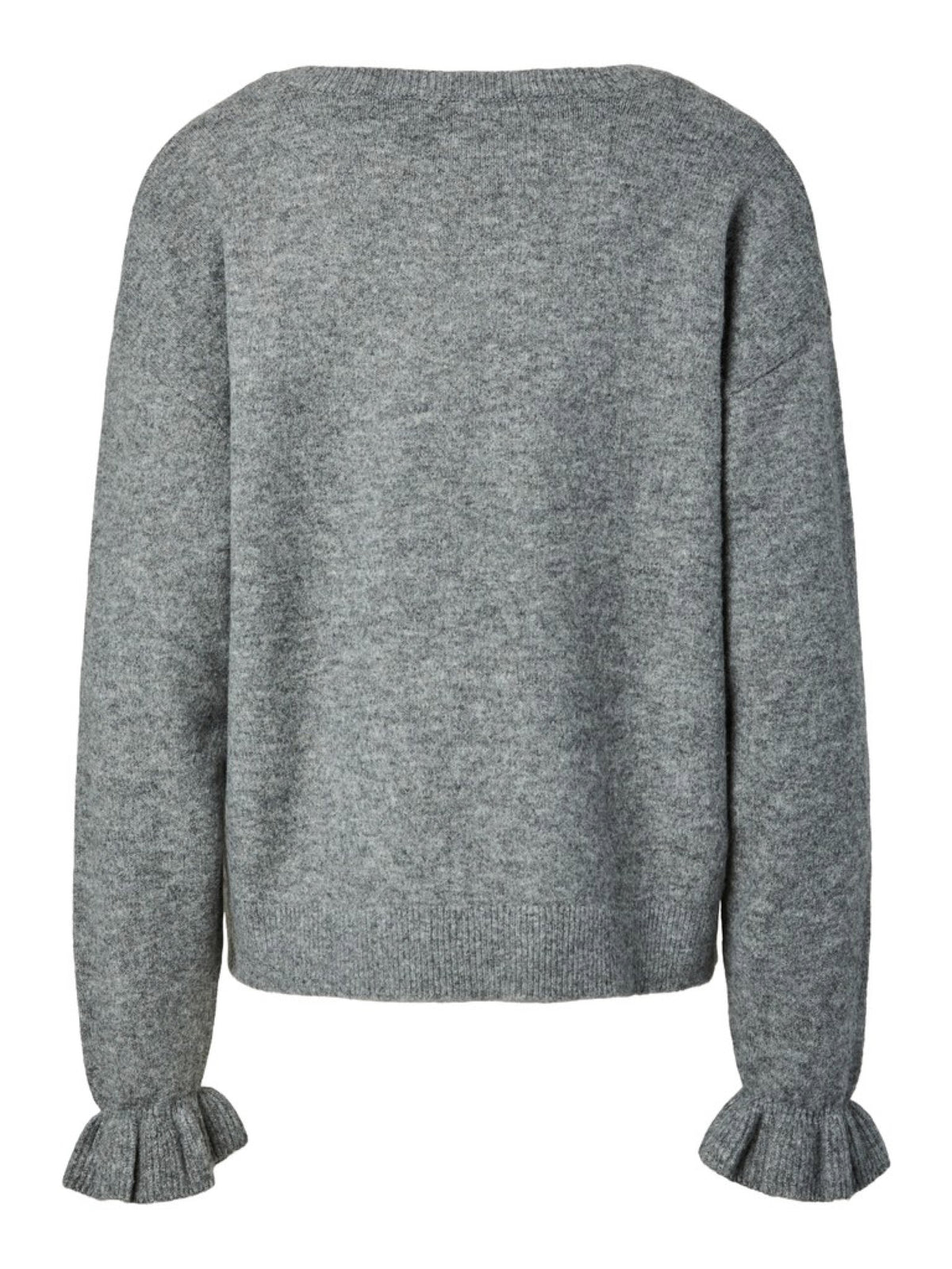 PCSALLY Cardigan réversible à nouer et poignets volantés — Pieces — Medium Grey Melange — packshot 8 | Appart 17 Bruxelles