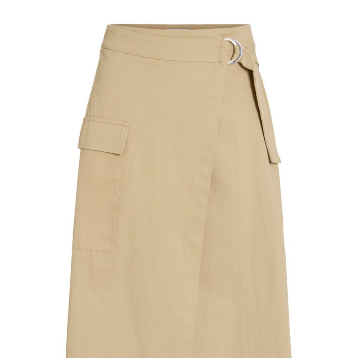 VIODINA Jupe midi taille haute en twill de coton — VILA — Pale Khaki — packshot, de face | Appart 17 Bruxelles
