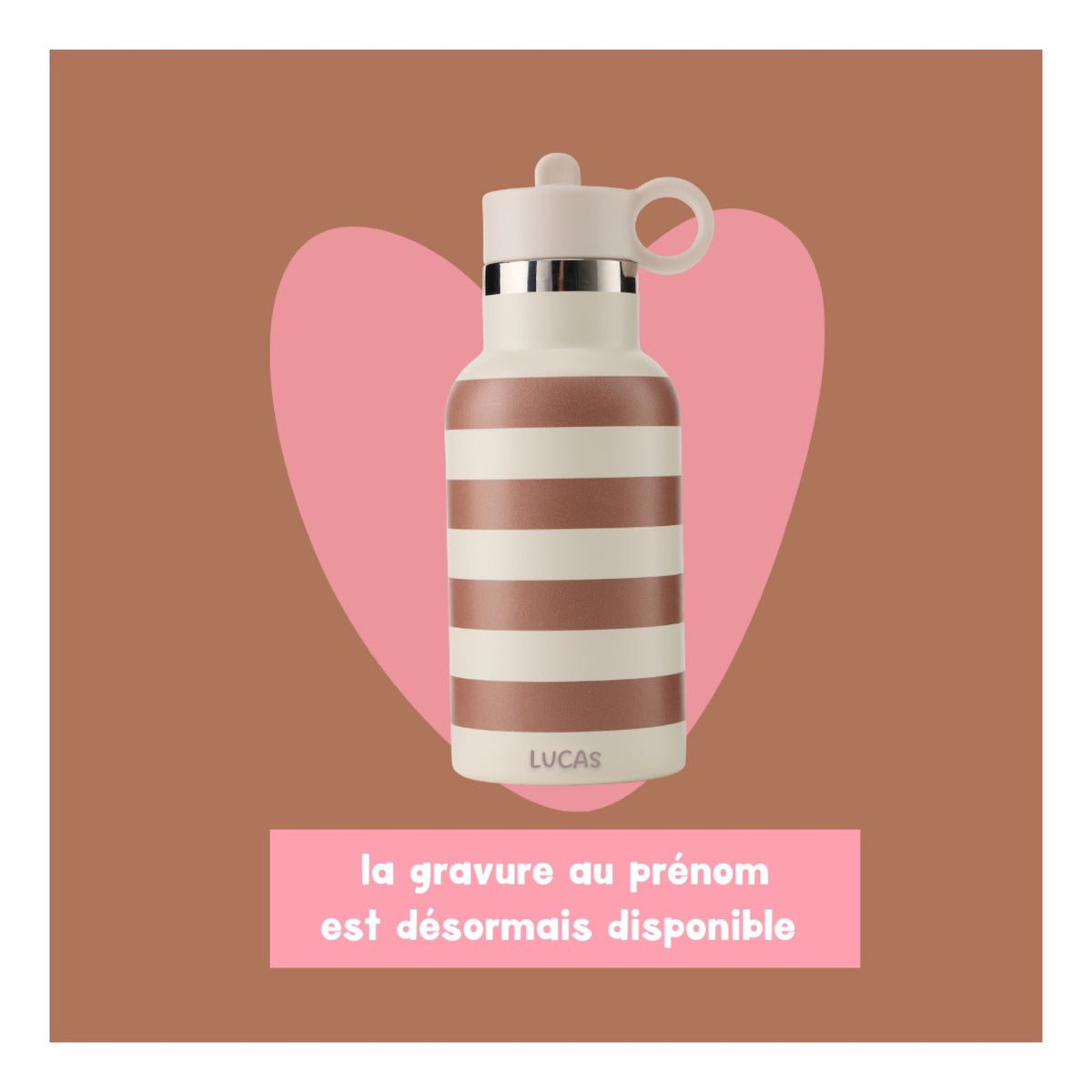 Gourde isotherme enfant 350 ml — Atelier Wagram — Rayures marron — autre vue 5 | Appart 17 Bruxelles