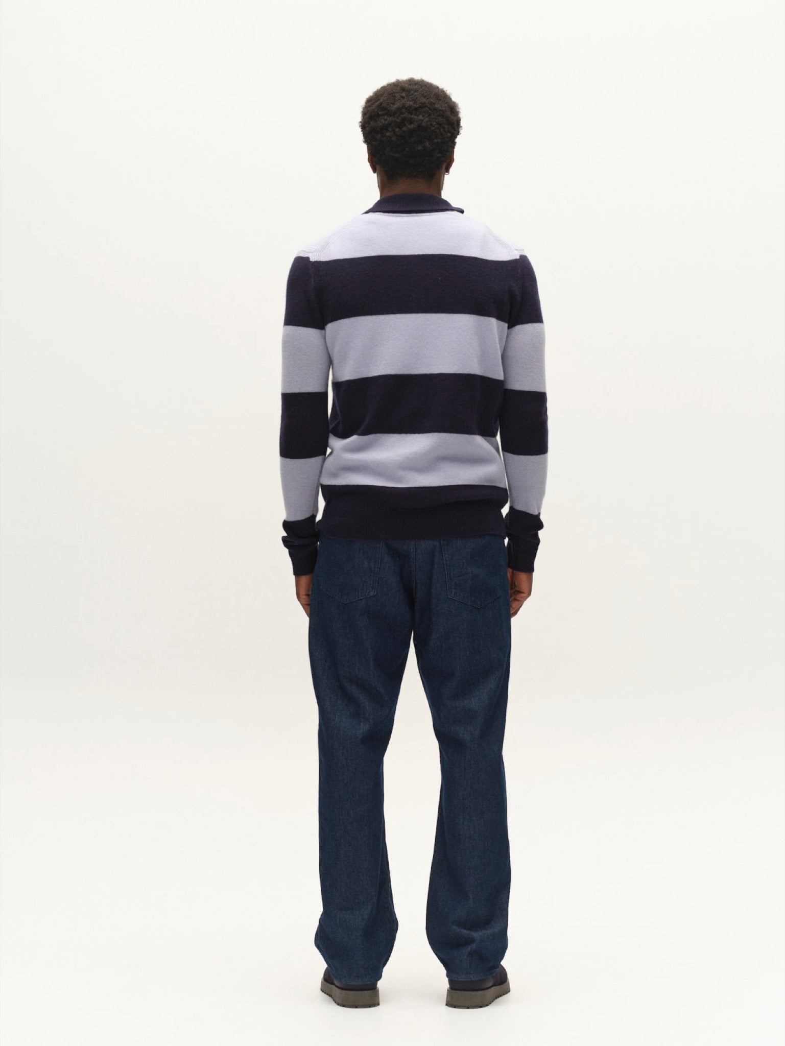GABworren Polo rayé en laine — Navy Stripe — vue 7