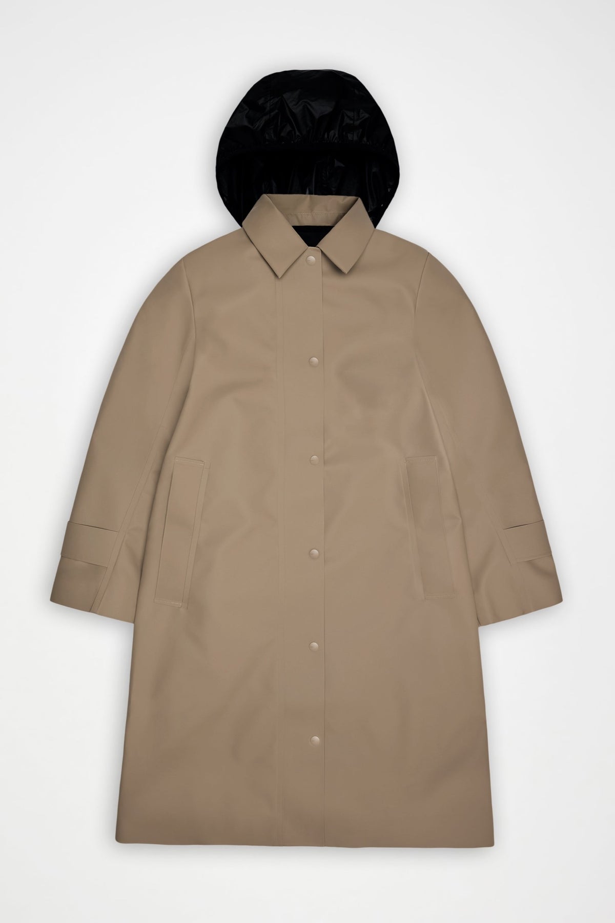 Rains NARA Long W Jacket Imperméable long cintré à capuche amovible — Rains — Beige — packshot 4 | Appart 17 Bruxelles
