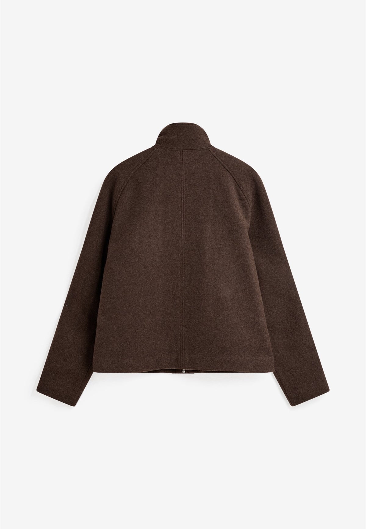 TRENTON Blouson court en lainage 50 % laine, col montant — Minimum — Turkish Coffee — packshot, vue de dos 4 | Appart 17 Bruxelles