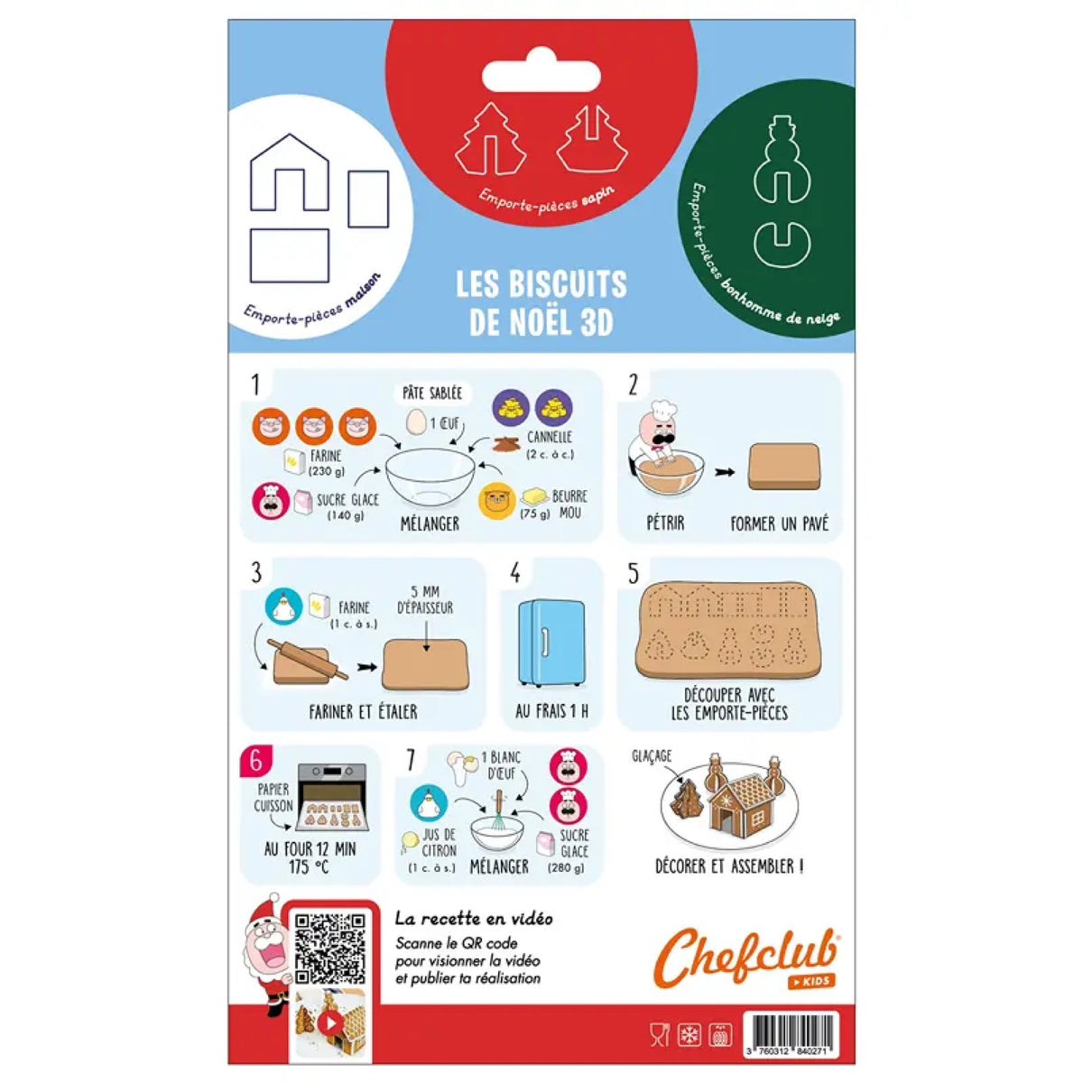 Emporte-pièces biscuits 3D à assembler — Chefclub Kids — Noël 3D — autre vue 4 | Appart 17 Bruxelles