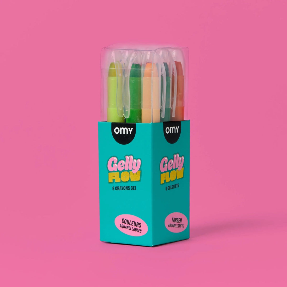 Crayons gel Gelly Flow, 9 couleurs, dès 3 ans — OMY — Gelly Flow — packshot | Appart 17 Bruxelles