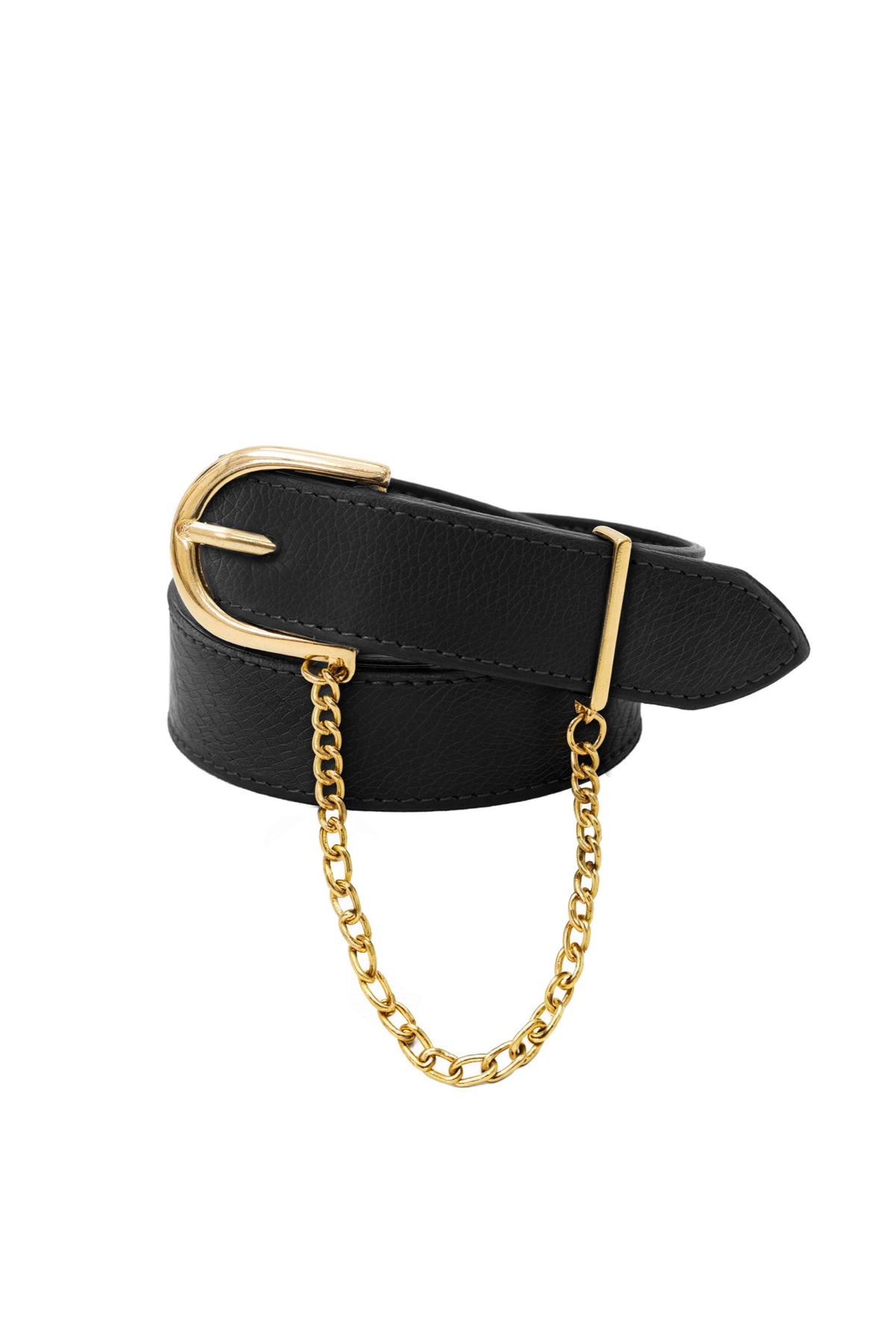 Ceinture Alesia en cuir à chaîne amovible — Noir — vue 5