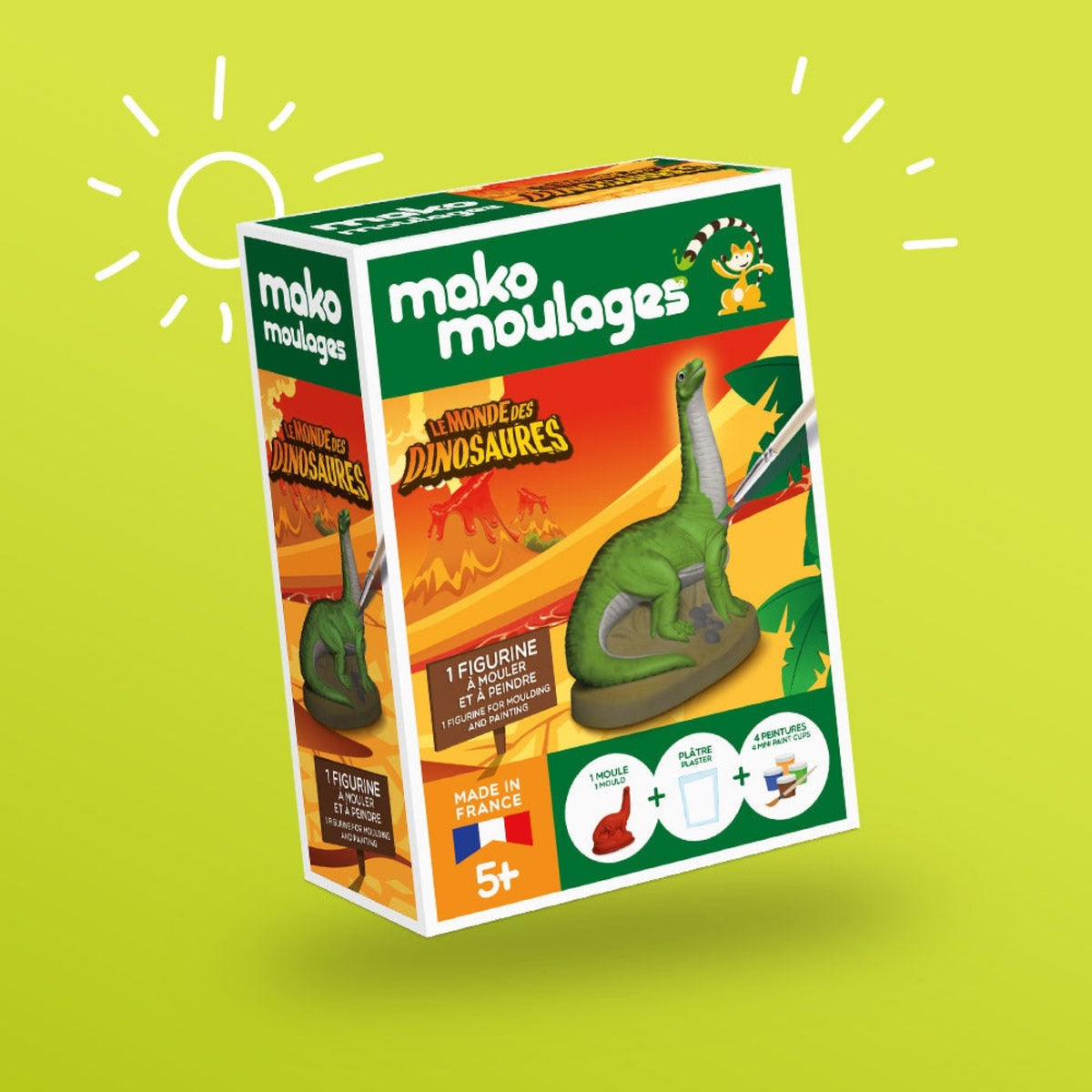 Kit de moulage dinosaure en boîte unitaire — mako moulages — Diplodocus — packshot | Appart 17 Bruxelles