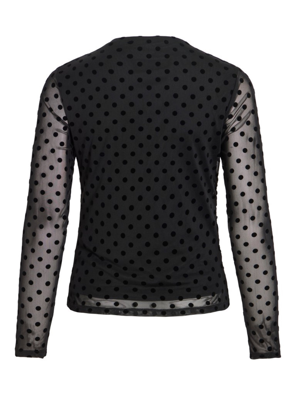 VIRIKKE Top col cheminée en mesh à pois floqués — VILA — Black Beauty — packshot dos | Appart 17 Bruxelles