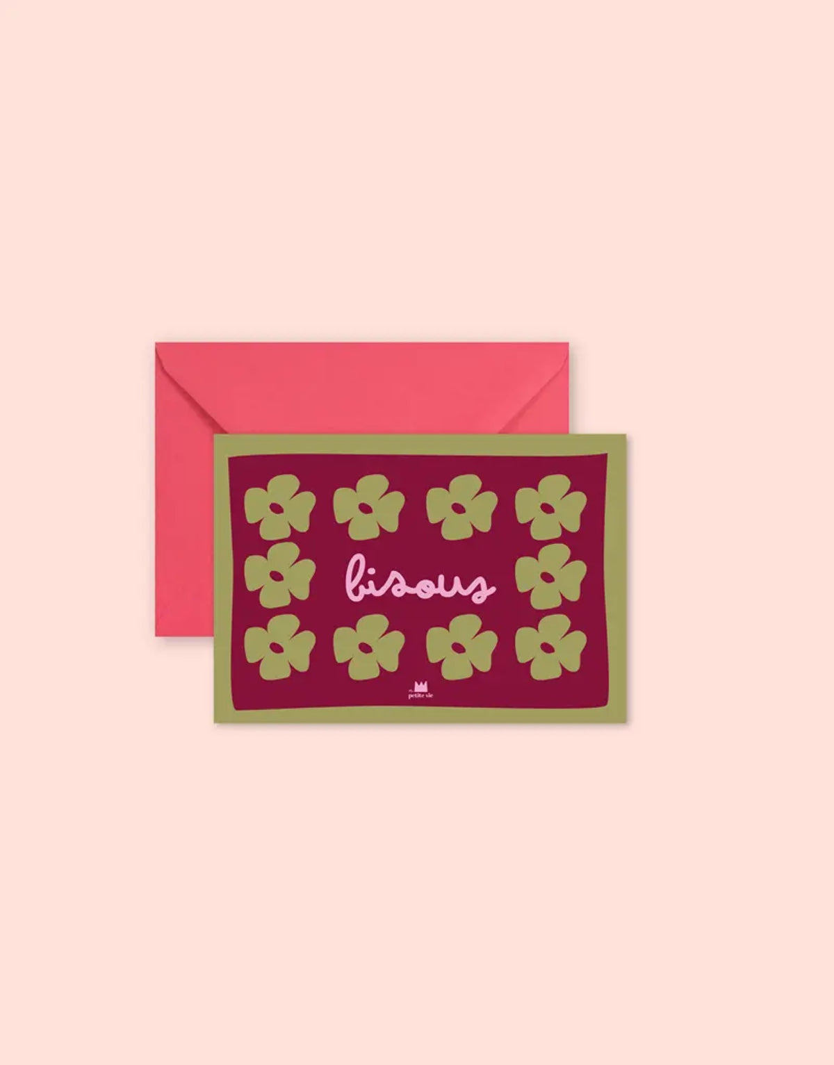 Mini carte avec enveloppe Bisous ou I love you — Ma Petite Vie — Bisous — packshot | Appart 17 Bruxelles