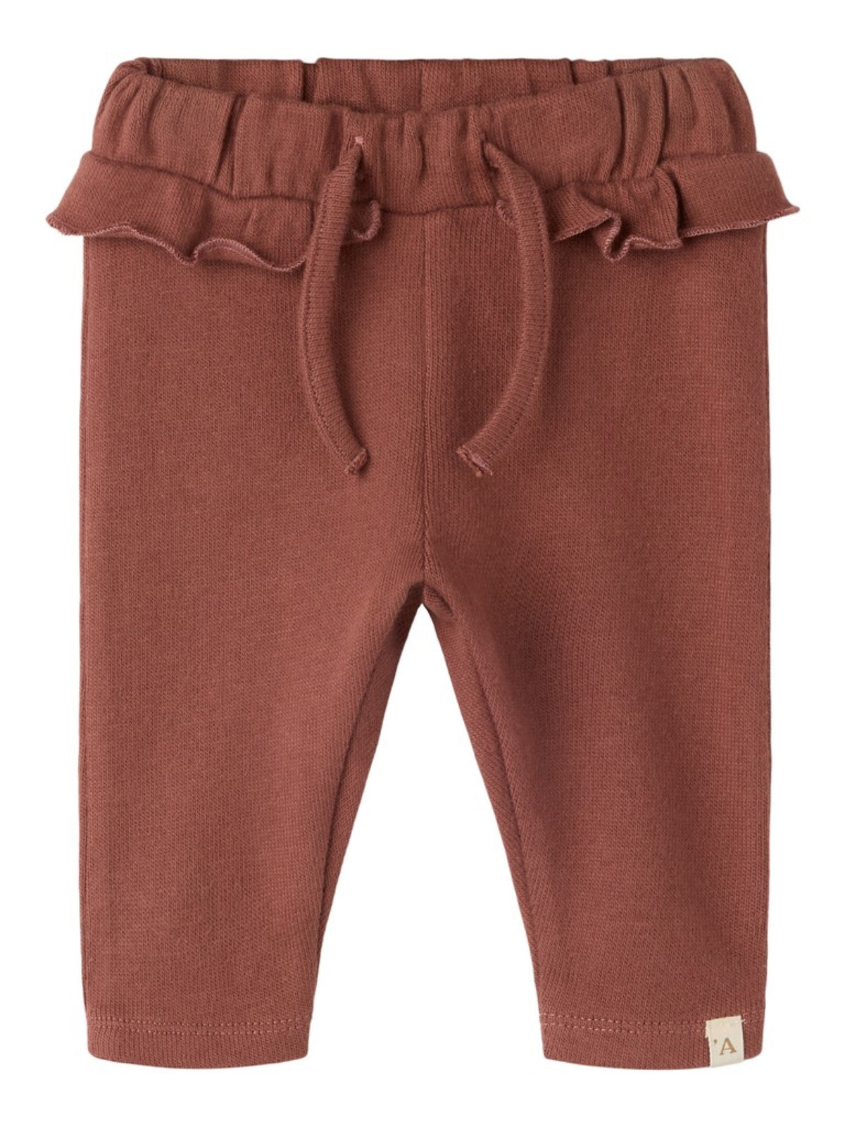 NBFTHORO Pantalon à volant bébé fille — Lil' Atelier — Mahogany — vue de face | Appart 17 Bruxelles