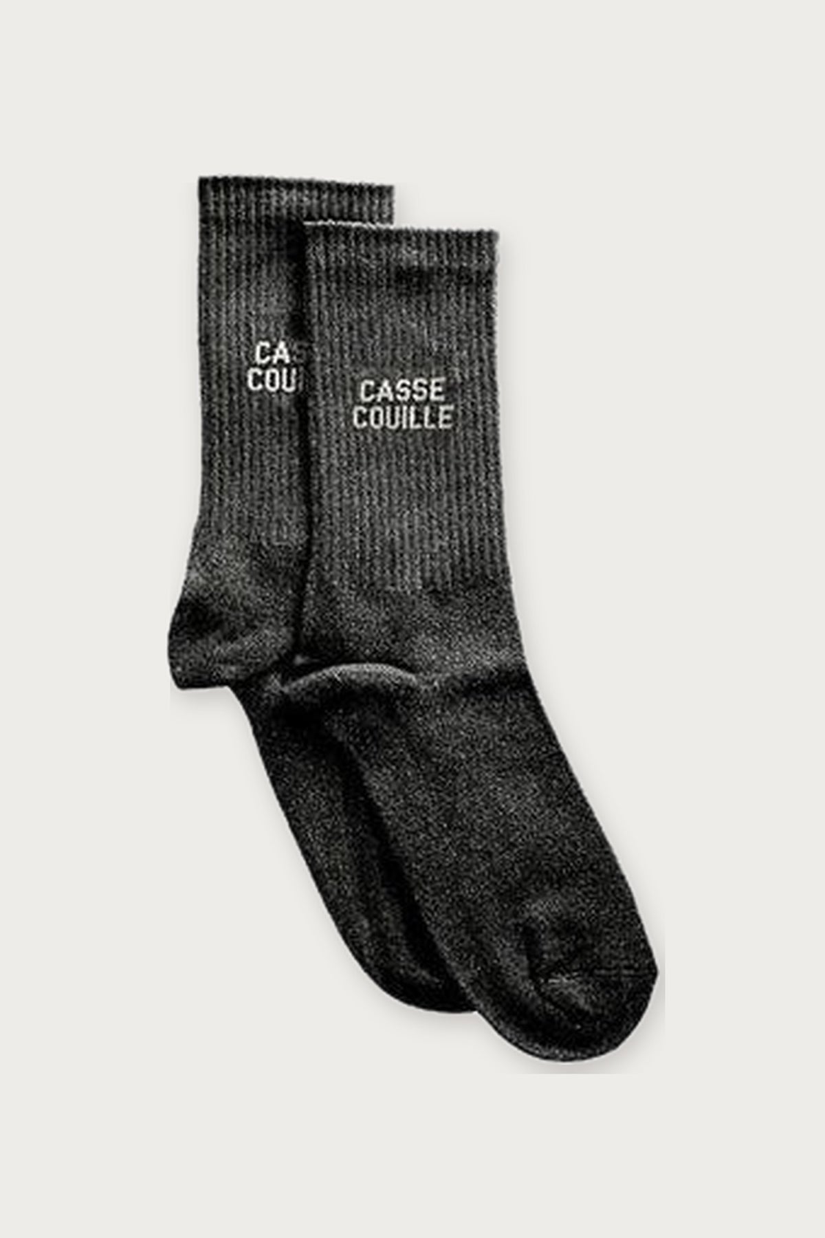 Chaussettes « Casse couille » pailletées — Noir pailleté 36/40 — Félicie Aussi | Appart 17 Bruxelles