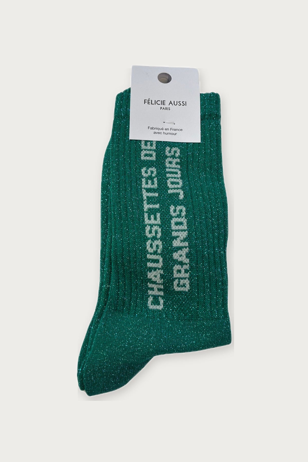 Chaussettes des grands jours paillette vert — Félicie Aussi | Appart 17 Bruxelles