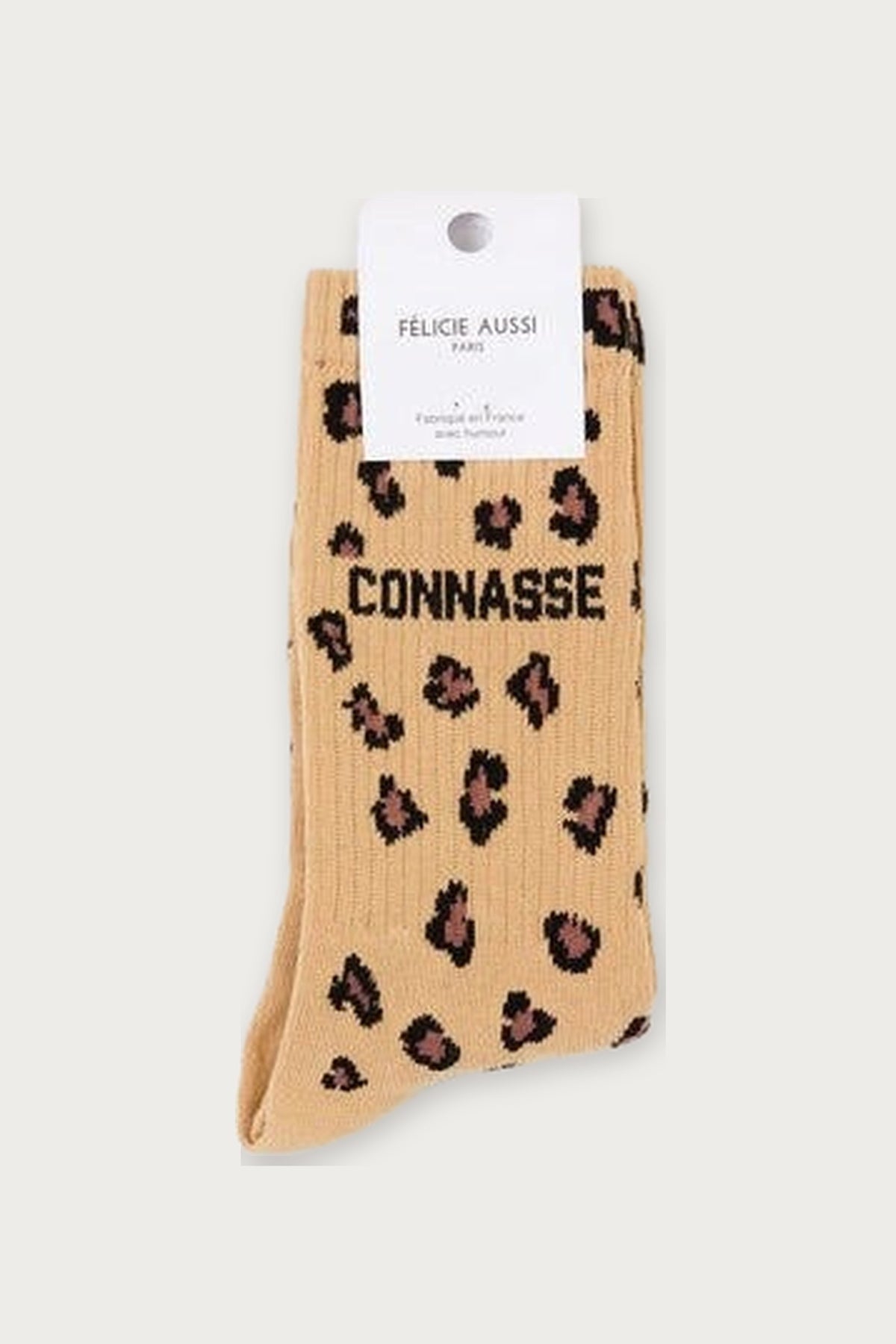 Chaussettes « Connasse » — Léopard sable 36/40 — Félicie Aussi | Appart 17 Bruxelles