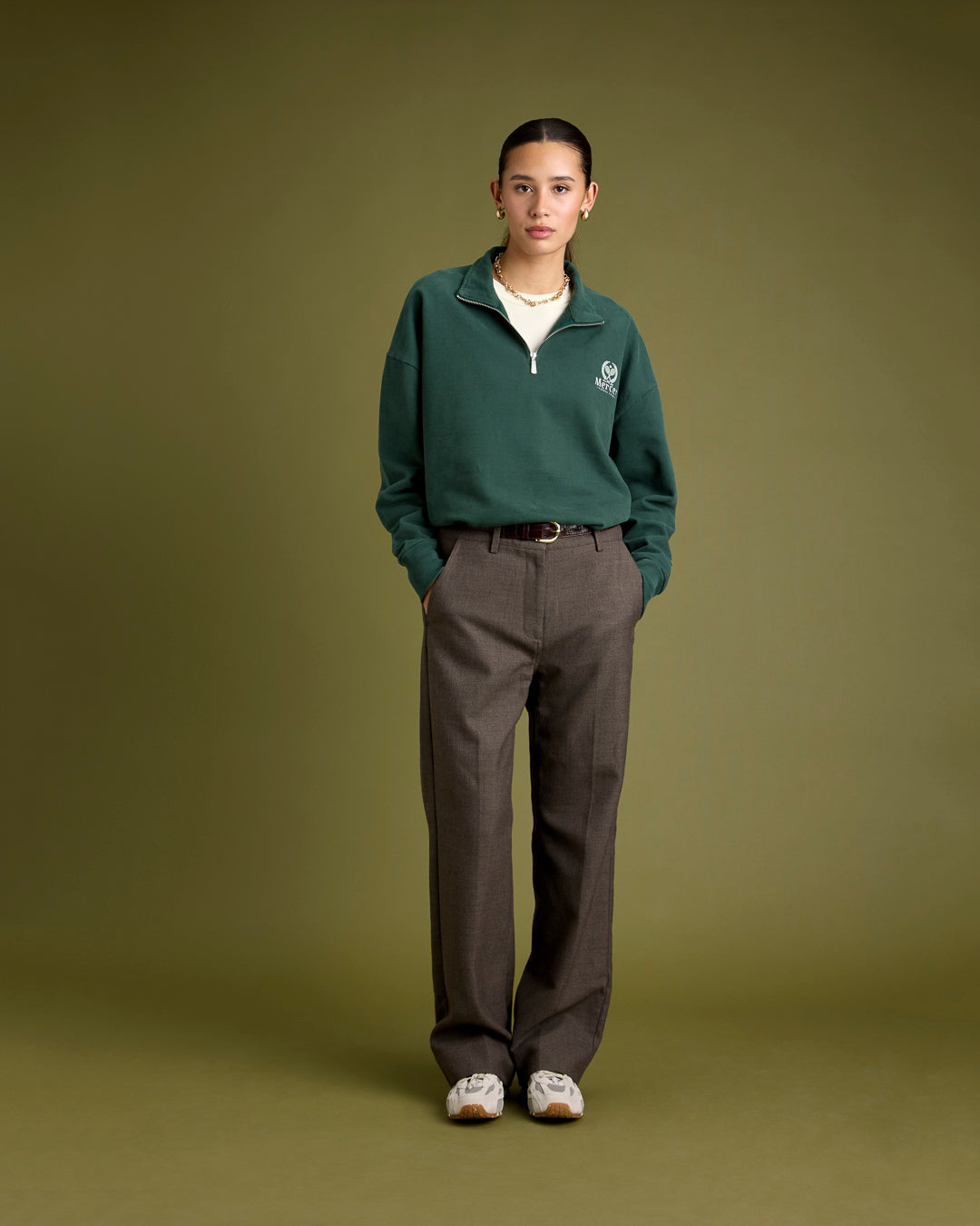 Tennis Quarter Zip Green — Mercer Amsterdam Green Appart17