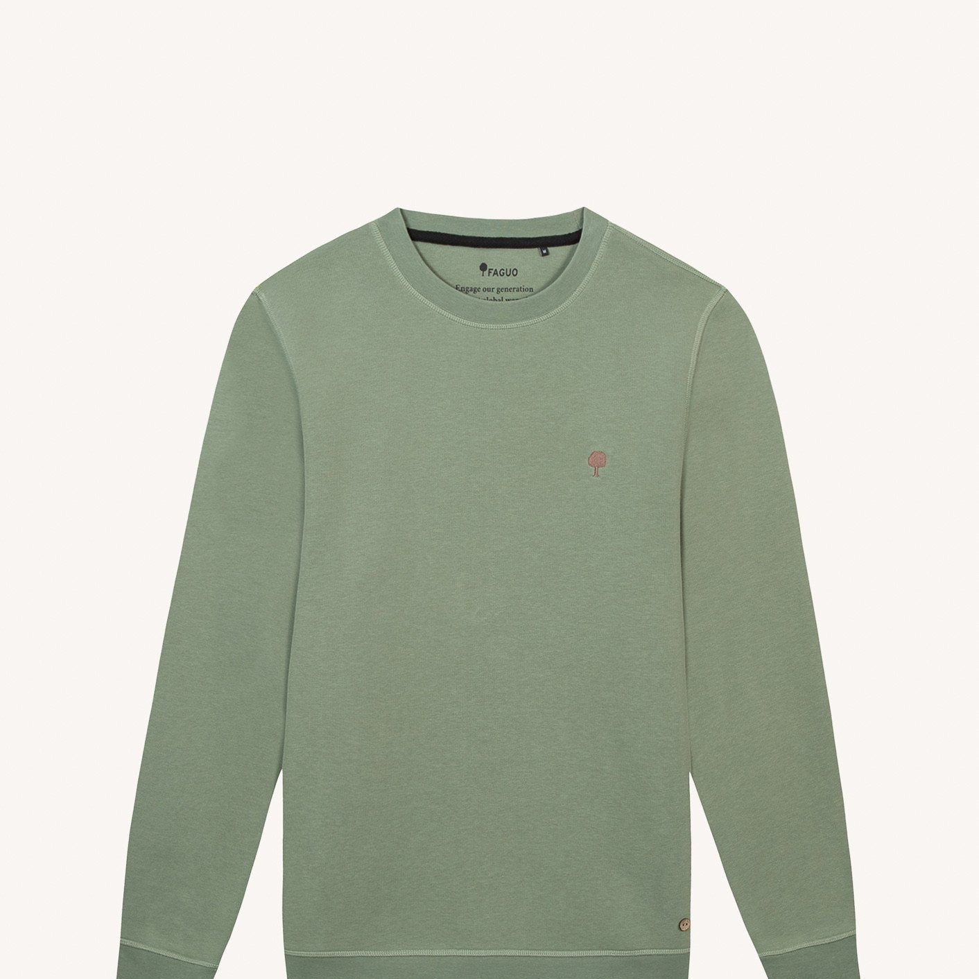 Sweat col rond kaki coton