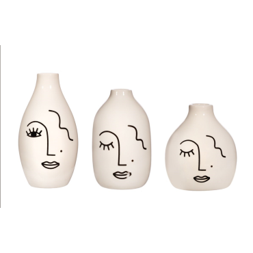 Abstract Face Vases- Set of 3