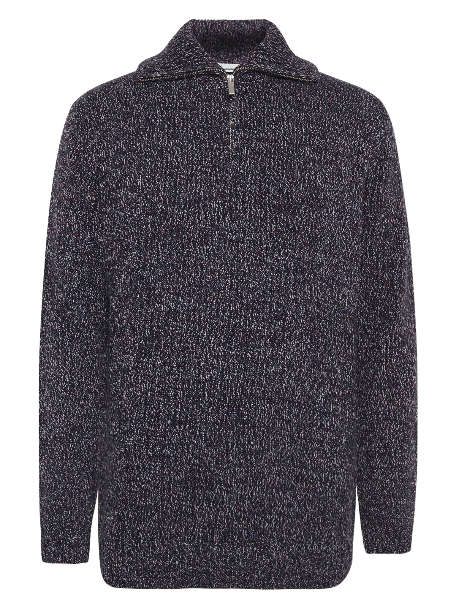 Quarter Zip Sweater — Blue Multi — KnowledgeCotton Apparel
