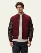 Varsity Veste teddy laine & cuir — Chocolate Truffle Red — vue 5
