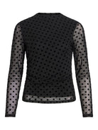 VIRIKKE Top col cheminée en mesh à pois floqués — VILA — Black Beauty — packshot | Appart 17 Bruxelles