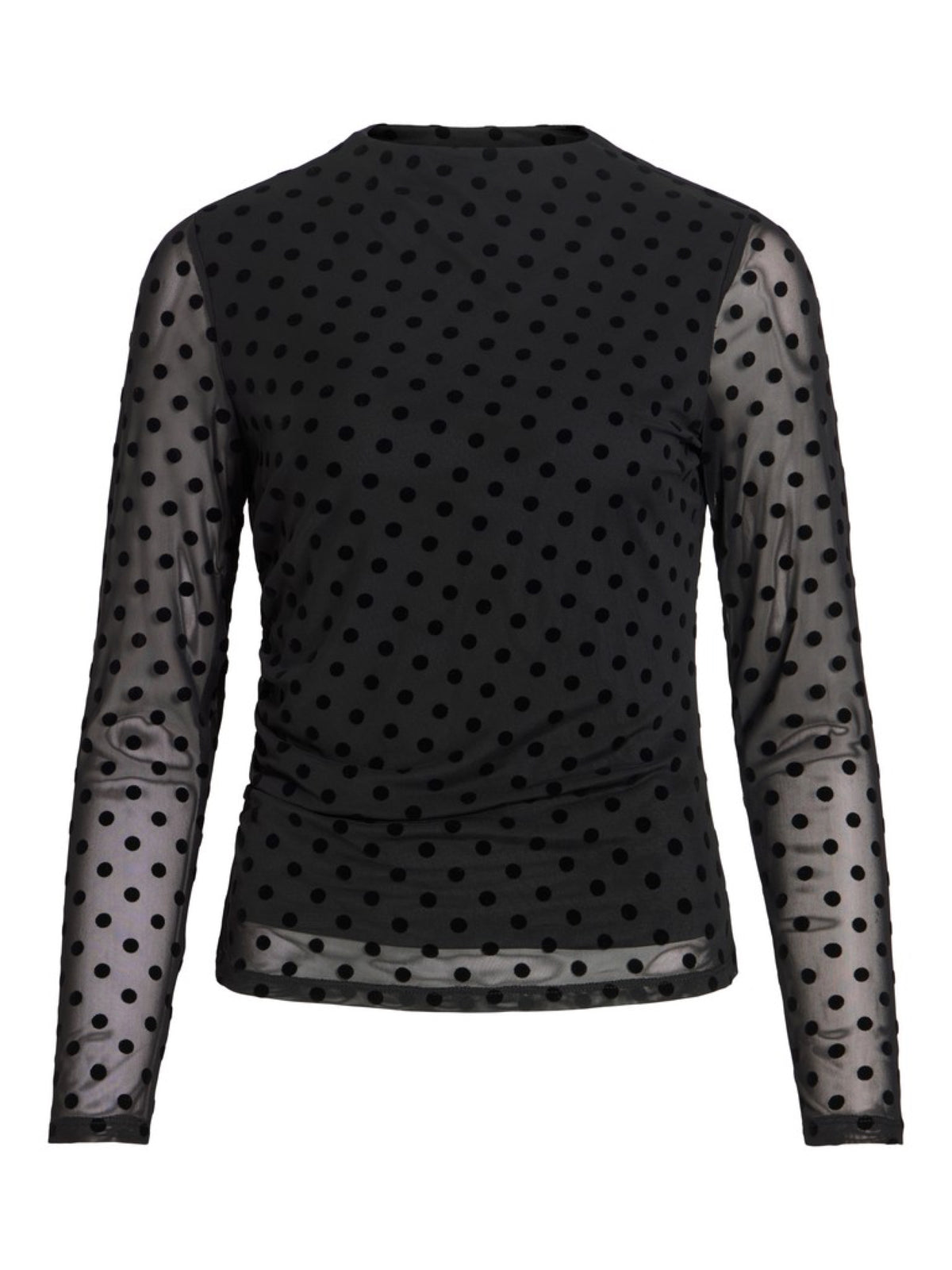 VIRIKKE Top col cheminée en mesh à pois floqués — VILA — Black Beauty — packshot | Appart 17 Bruxelles
