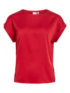 VIELLETTE Blouse Satin Femme Écoresponsable — VILA — Savvy Red — packshot | Appart 17 Bruxelles