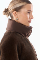 POLLY Blouson fausse fourrure et nylon — Marron — vue 5