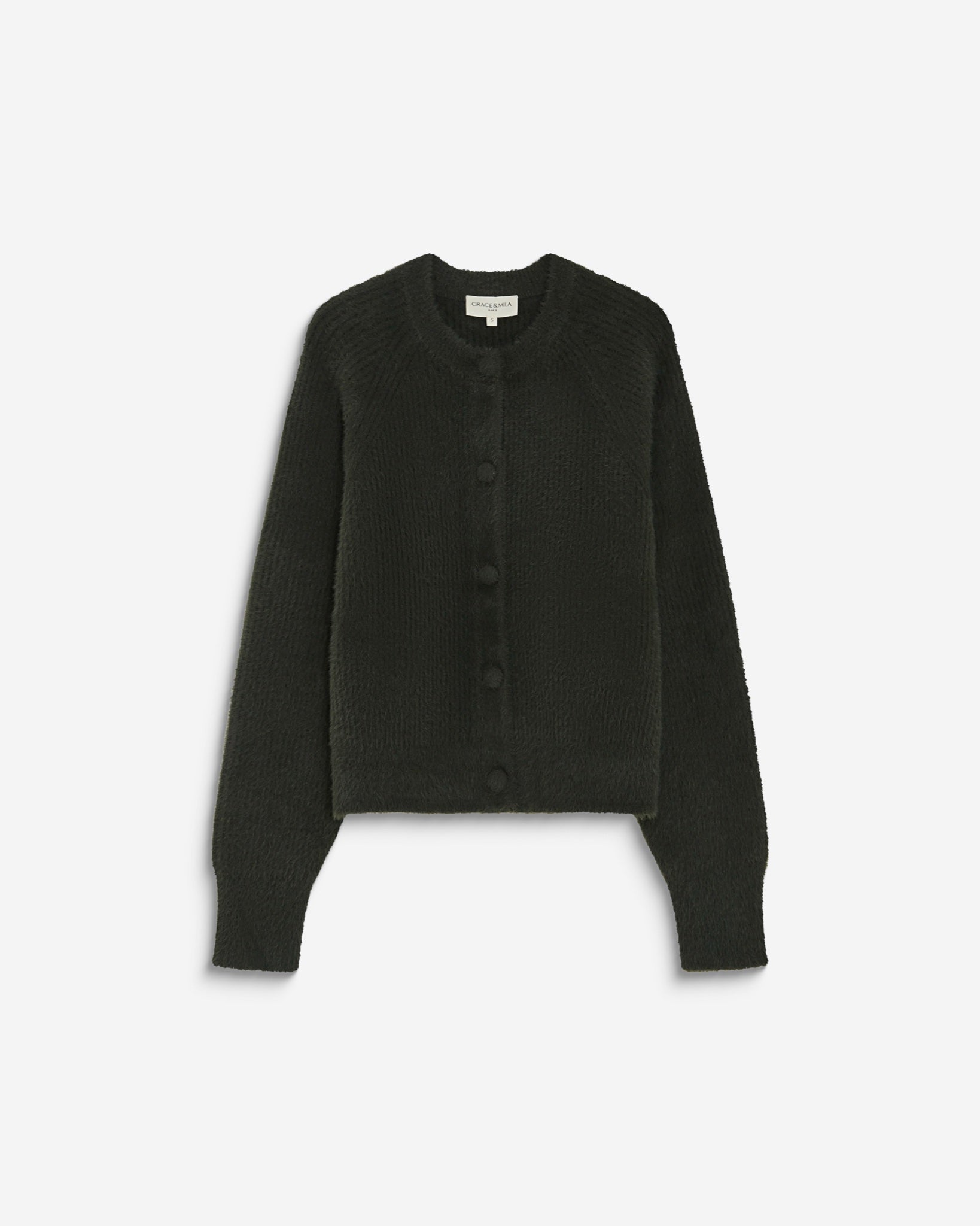 Aleron Cardigan en maille duveteuse — Kaki — Grace & Mila
