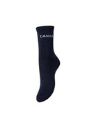 PCSEBBY Chaussettes longues pailletées à slogan — Pieces — Maritime Blue CANAILLE — packshot | Appart 17 Bruxelles
