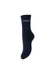 PCSEBBY Chaussettes longues pailletées à slogan — Pieces — Maritime Blue CANAILLE — packshot | Appart 17 Bruxelles
