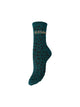 PCSEBBY Chaussettes pailletées léopard à slogan — Pieces — Shaded Spruce ELEGANTE — packshot | Appart 17 Bruxelles