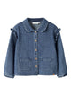 NMFOBELLO Surchemise en jean à volants fille — Lil' Atelier — Dark Blue Denim — vue de face | Appart 17 Bruxelles