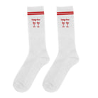 Chaussettes brodées à message — ATELIER PISTACHE — happy hour — packshot | Appart 17 Bruxelles