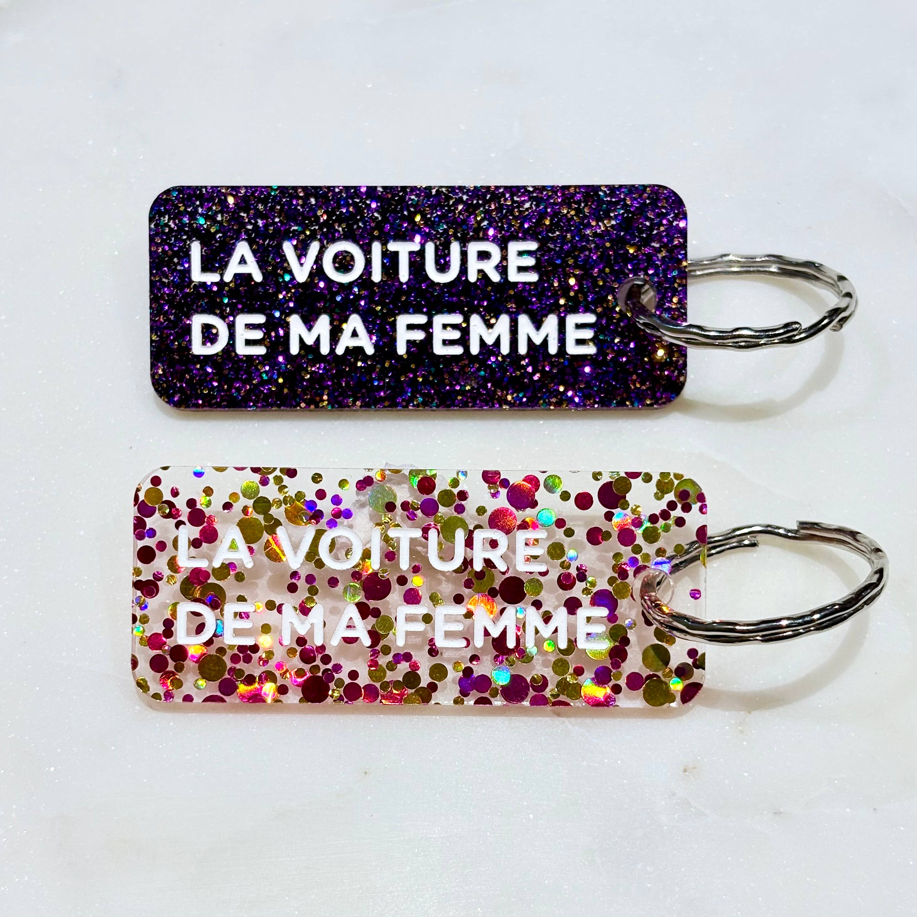 LA VOITURE DE MA FEMME Porte-clés à paillettes Plus de Love: Or