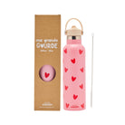 Gourde isotherme 600 ml — Atelier Wagram — Rose cœurs rouges — packshot | Appart 17 Bruxelles