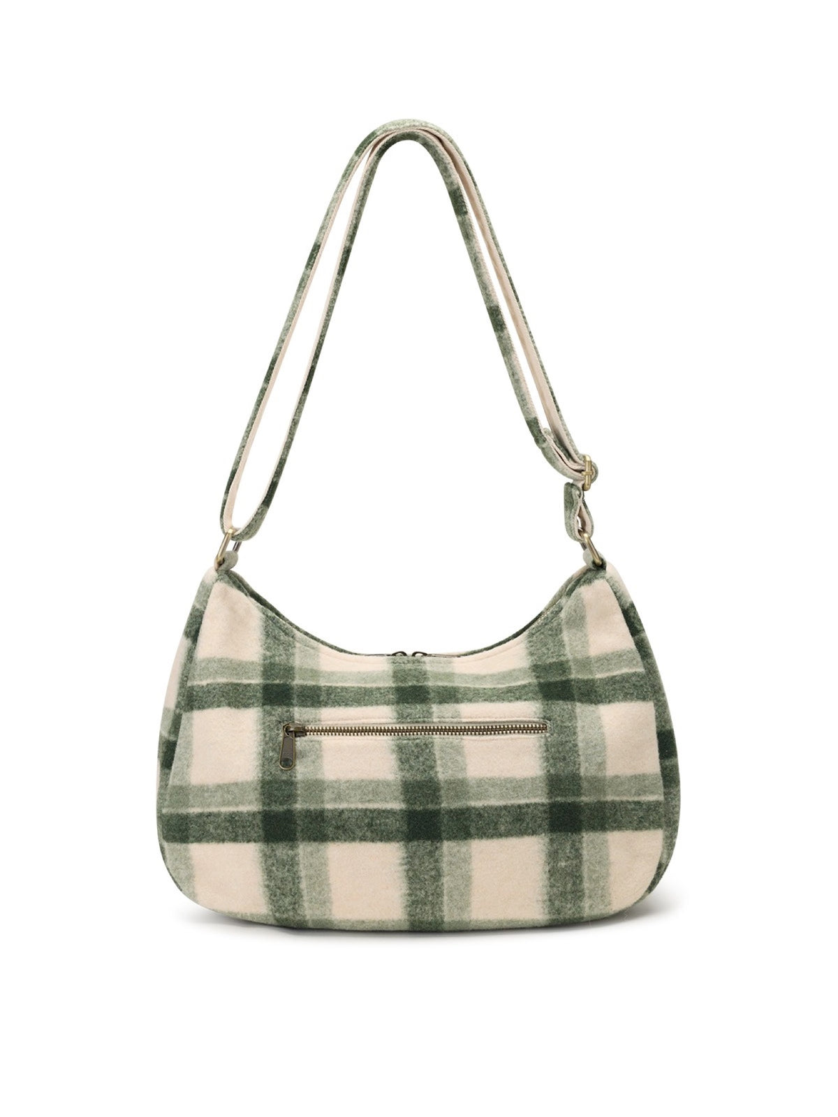 Hindbag Rosa Sac porté épaule en tartan effet laine — Hindbag — Tartan vert — packshot, vue de dos 3 | Appart 17 Bruxelles