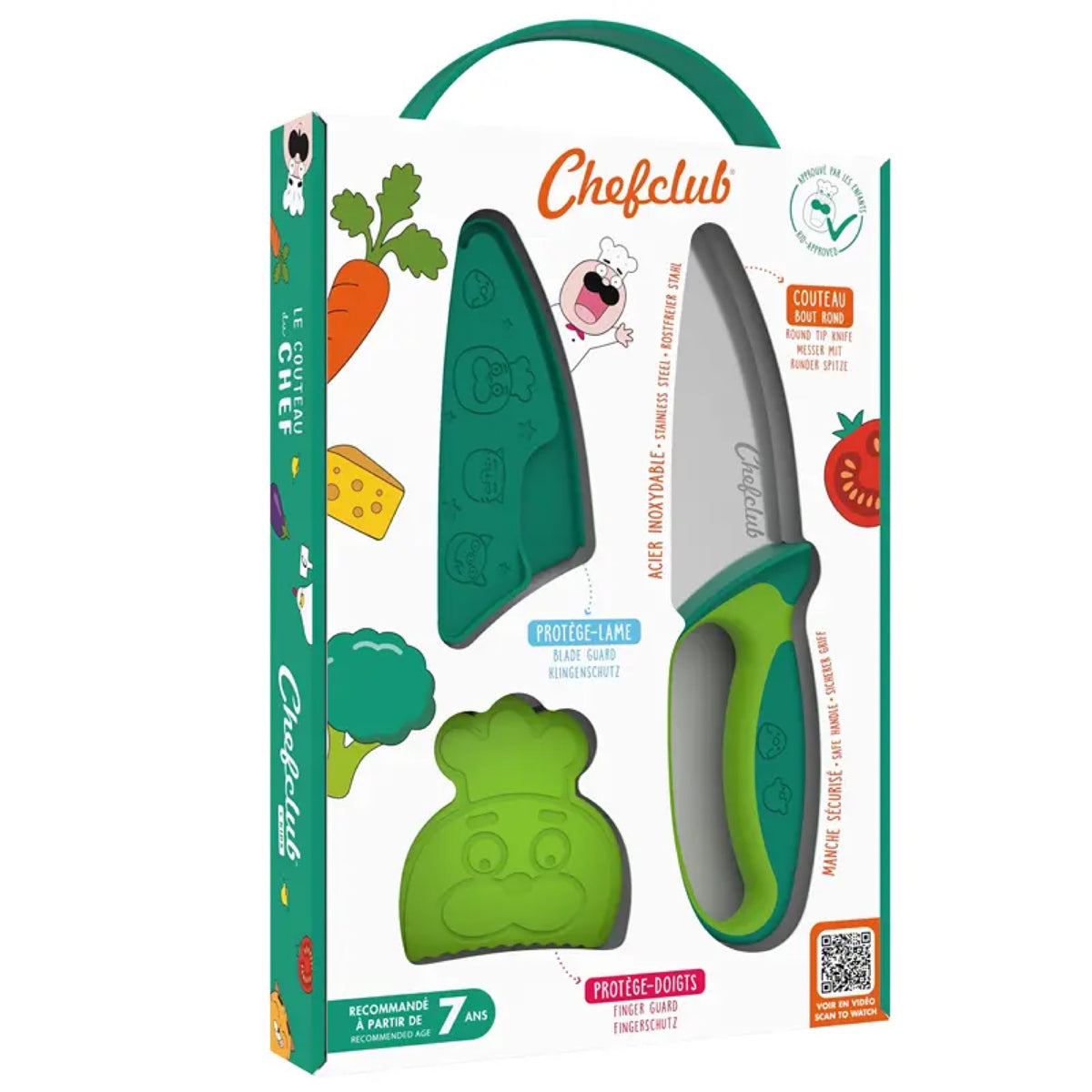 Couteau de cuisine pour enfant avec protège-doigts — Chefclub Kids — Vert — packshot | Appart 17 Bruxelles