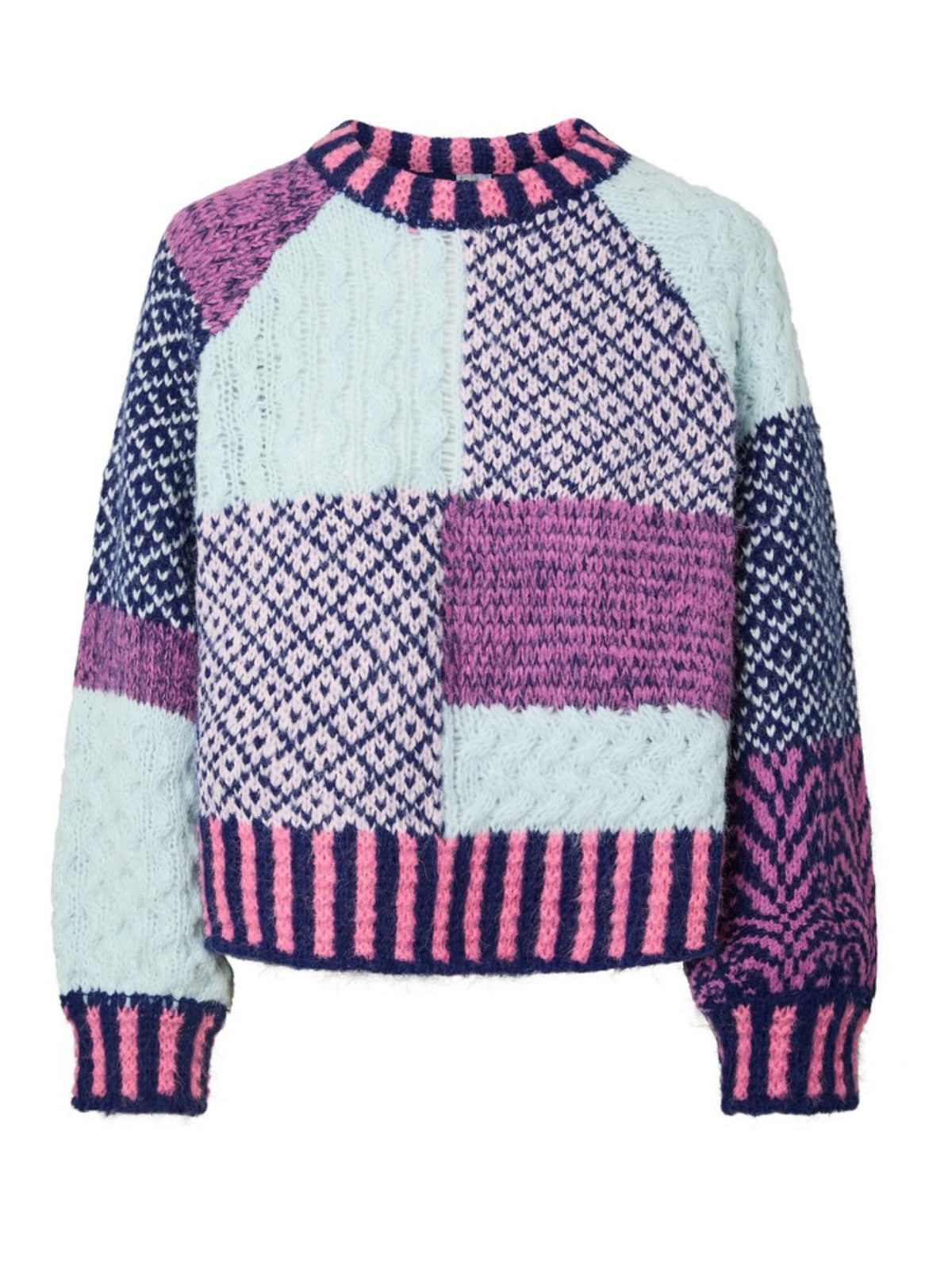 PCFUSION Pull oversize en grosse maille patchwork colorblock — Pieces — Sachet Pink — packshot 8 | Appart 17 Bruxelles