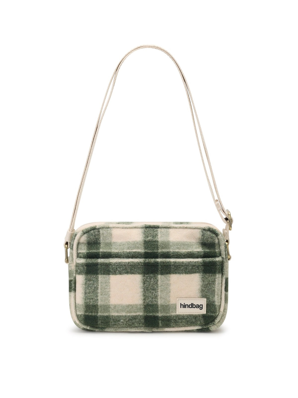 Hindbag Nino Sac bandoulière, tartan ou effet laine — Hindbag — Tartan vert — packshot 3 | Appart 17 Bruxelles