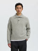 SLMCODY Polo en maille de laine, coupe décontractée — Selected Homme — Light Grey Melange — porté, de face | Appart 17 Bruxelles