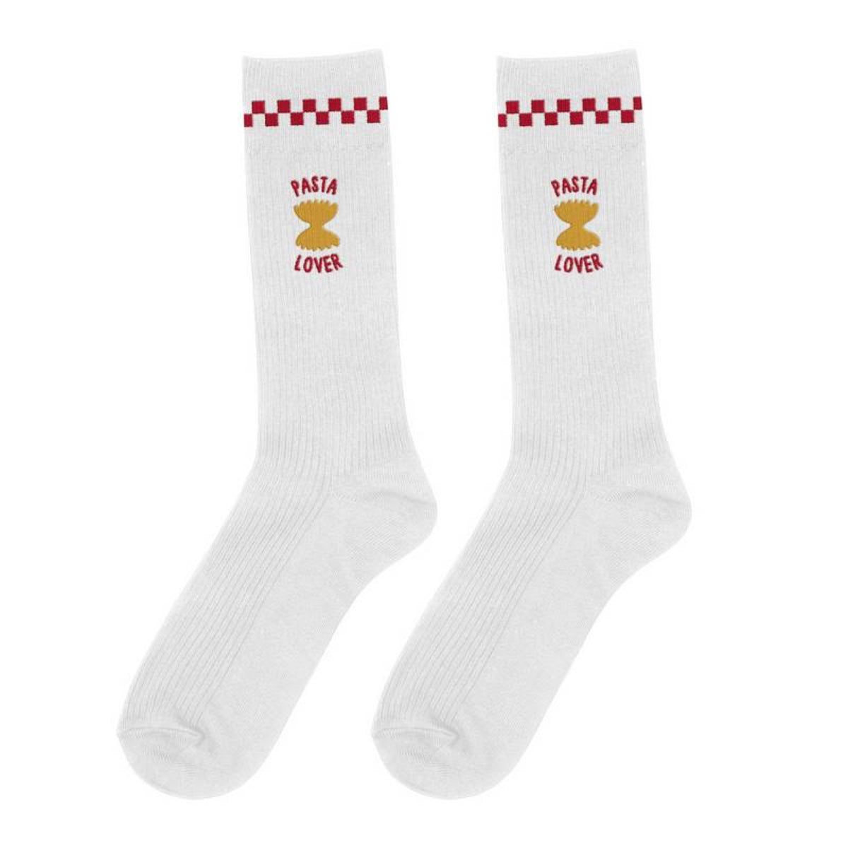 Chaussettes brodées à message — ATELIER PISTACHE — pasta lover — packshot 2 | Appart 17 Bruxelles