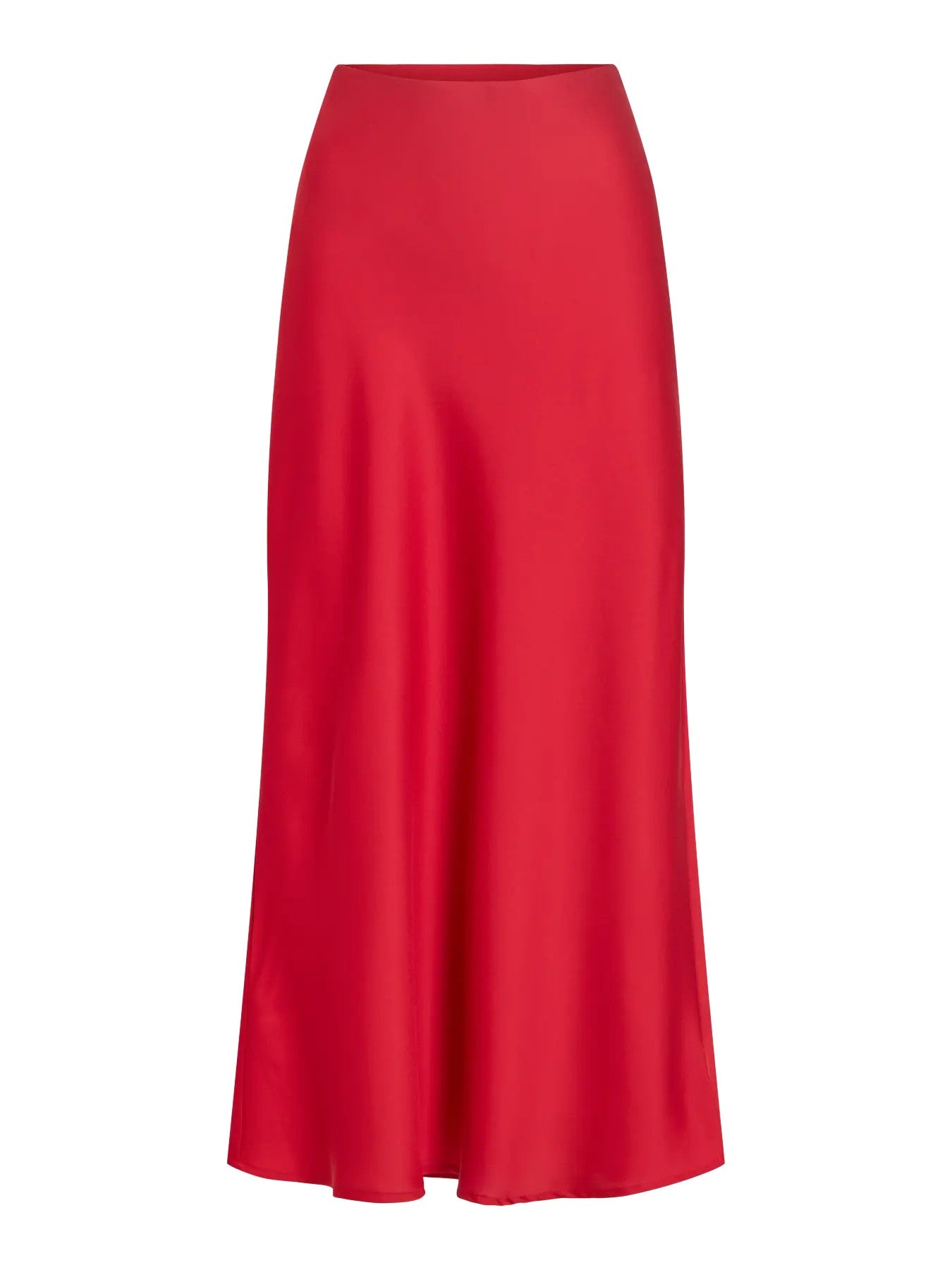 VIELLETTE Jupe midi en satin, taille haute élastiquée — VILA — Savvy Red — packshot | Appart 17 Bruxelles