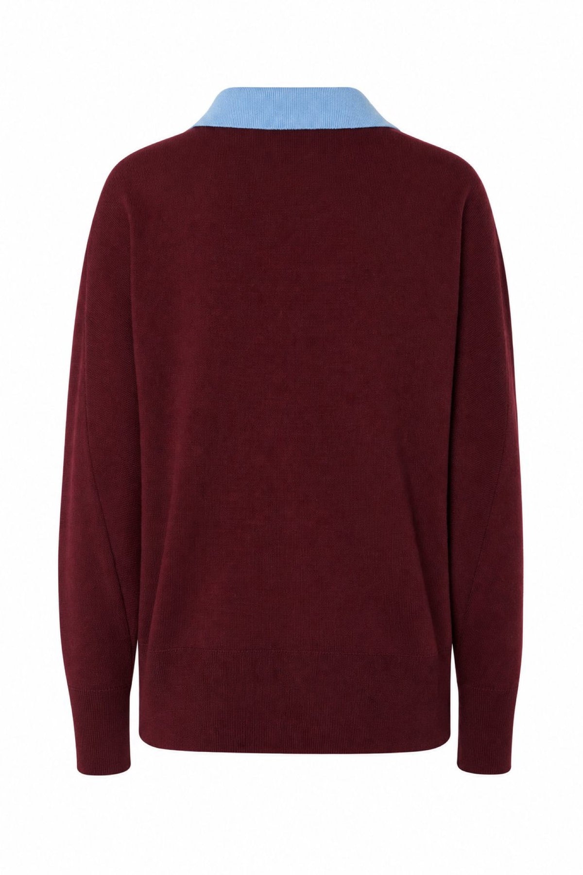 KAIMON Pull-polo oversize en maille, col chemise contrastant — FRNCH — Figue — packshot, vue de dos 6 | Appart 17 Bruxelles