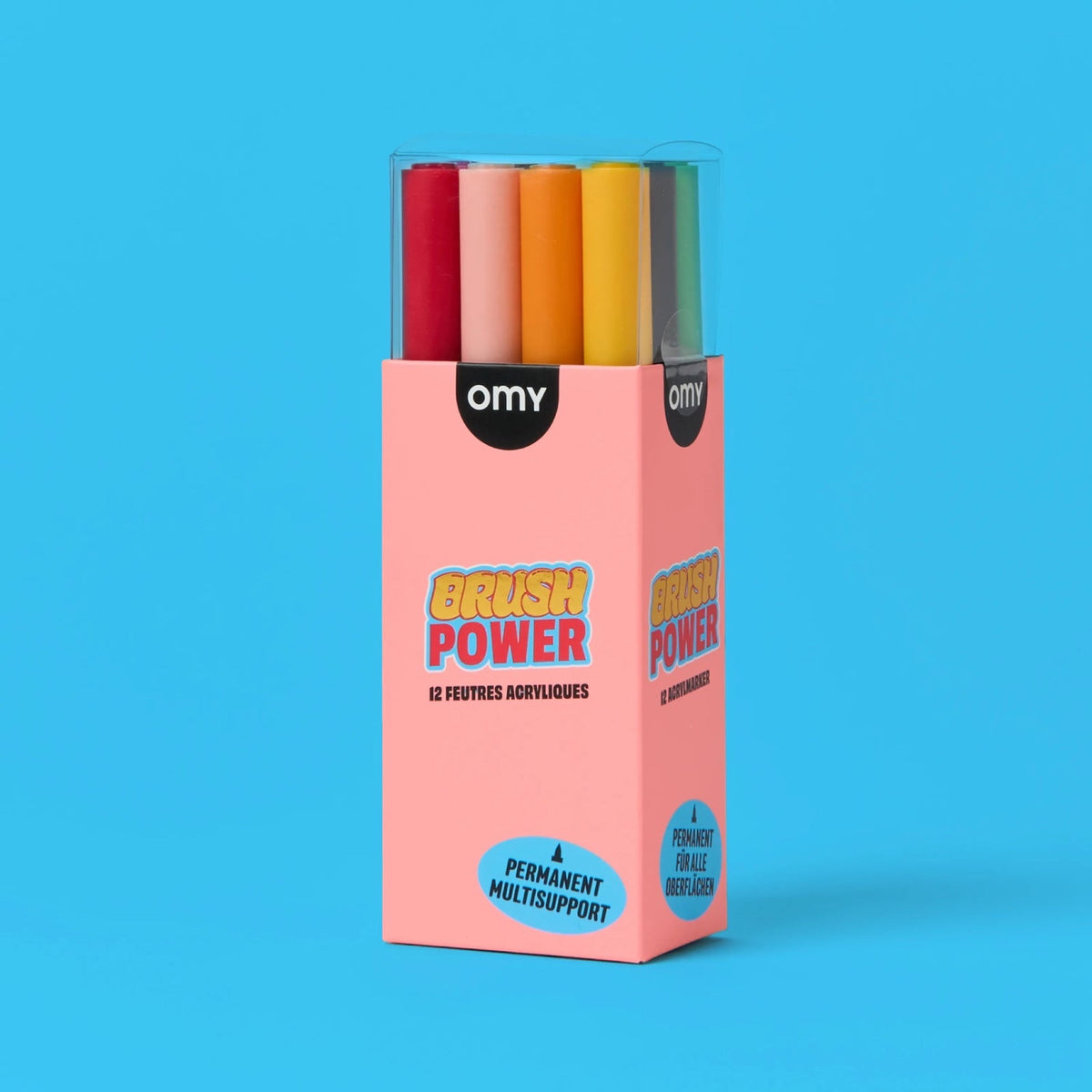 Feutres acryliques pointe pinceau Brush Power, 12 couleurs — OMY — Brush Power — packshot | Appart 17 Bruxelles