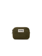 Hindbag Lili Porte-monnaie zippé, velours, tartan ou effet laine — Hindbag — Effet laine khaki — packshot | Appart 17 Bruxelles