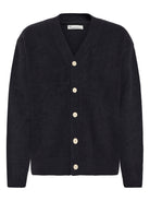 Cardigan Soufflé col V en maille recyclée — Night Sky